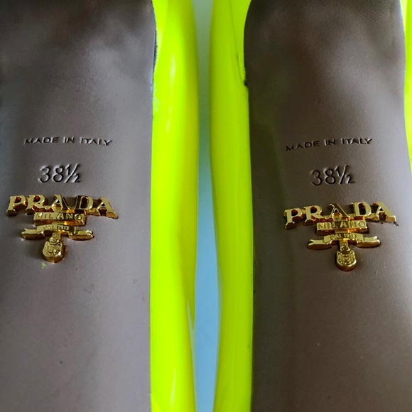 Prada Neon Yellow Open Toe Heels - Picture 3 of 5